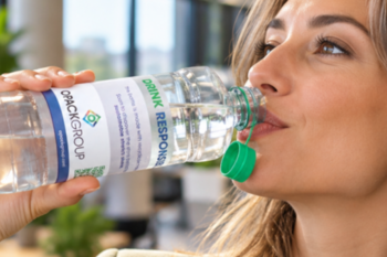 Circu-sleeve: OPACKGROUP & Morssinkhof-Rymoplast apply post-consumer recycled stretch sleeve to recycled PET bottle and cap
